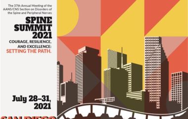 Program illustration the reads Spine Summit 2021, the 37th Annual Meeting of the Joint Section on Disorders of the Spine and Peripheral Nerves, held by the Congress of Neurological Surgeons and the American Association of Neurological Surgeons.